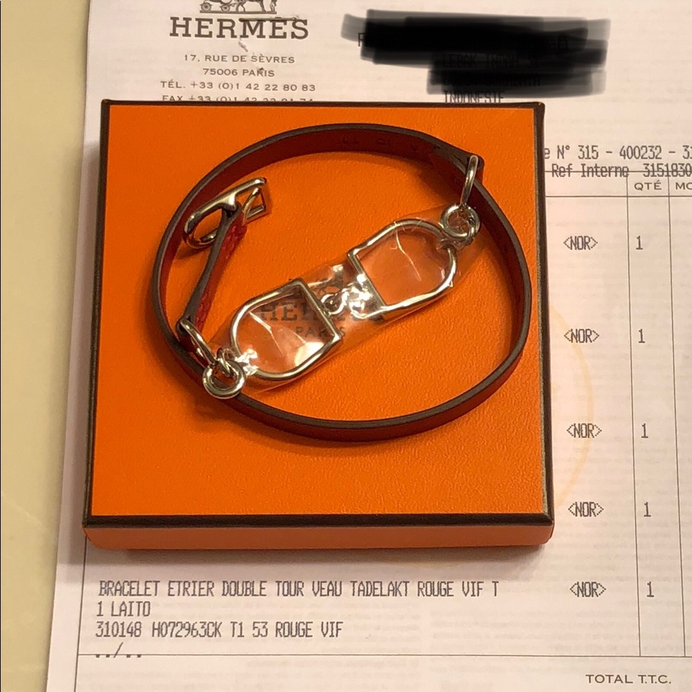 NEW & AUTHENTIC HERMES BRACELET ETRIER D TOUR RED